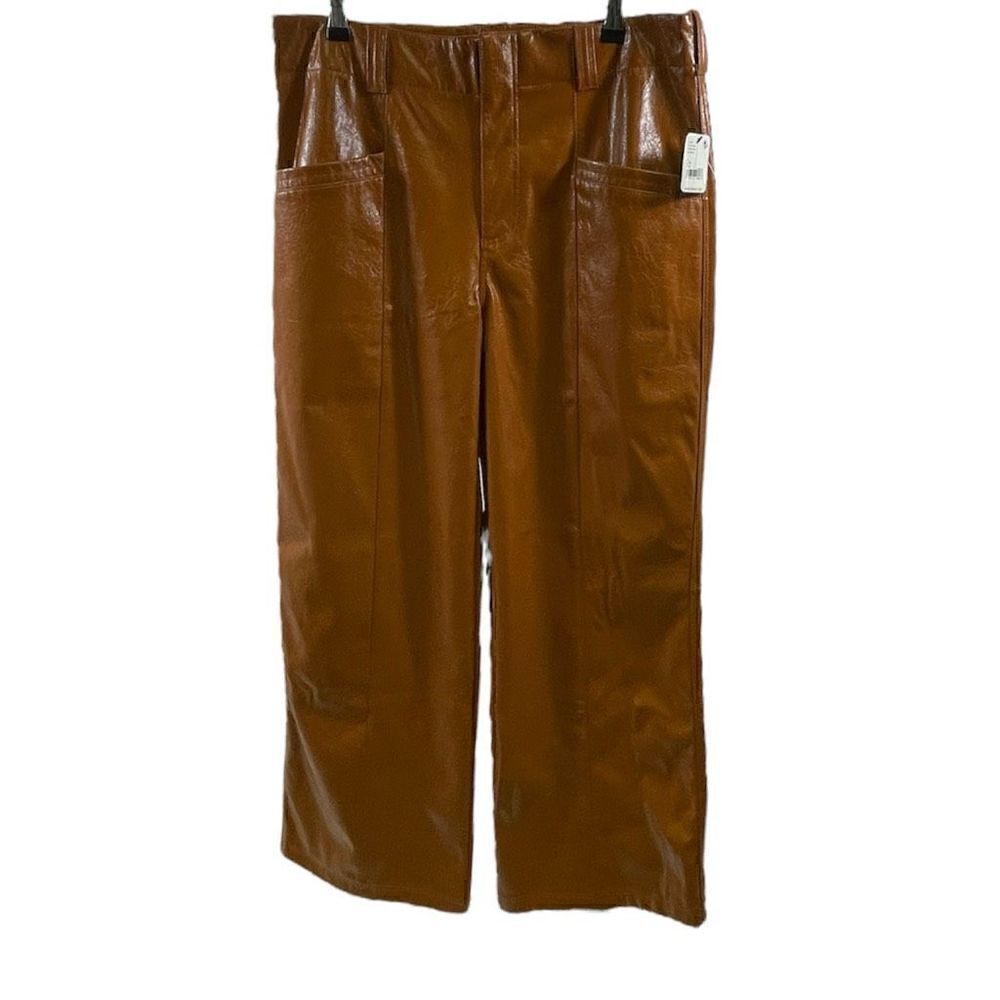 Free People NWT Faux Patent Leather Twin Flame Pants Size 12